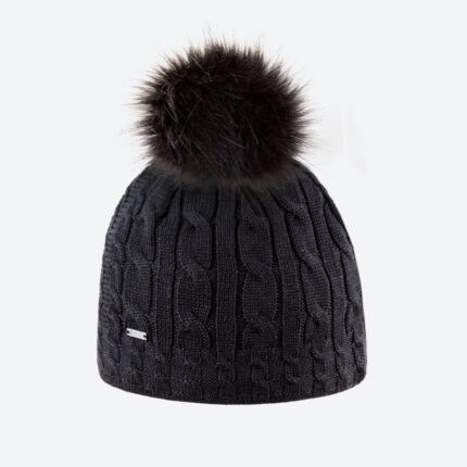 Kapa KAMA MERINO ČRNA PLETENA